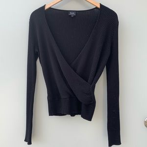 SALE Bardot Ribbed Wrap V-Neck Sweater